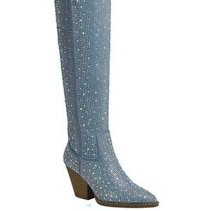 over the knee western rhinestone boots